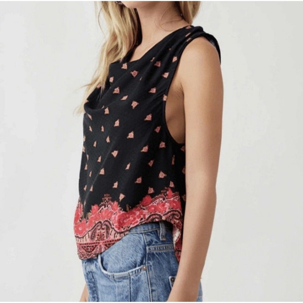 Free People Silas Cowlneck Top Drapey Relaxed Fit Exposed Back Size Small Boho